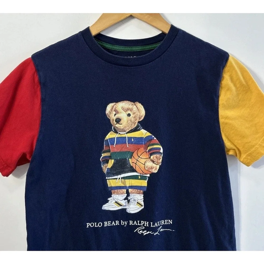 Boys Polo Ralph Lauren Graphic Basketball Bear T-shirt Shirt Sz Med 10-12